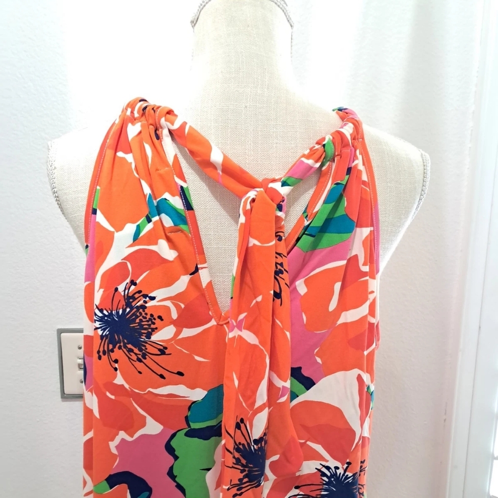 Trina Turk Juju Botanical Medley Halter Dress Tropical Floral Large - Picture 7 of 11